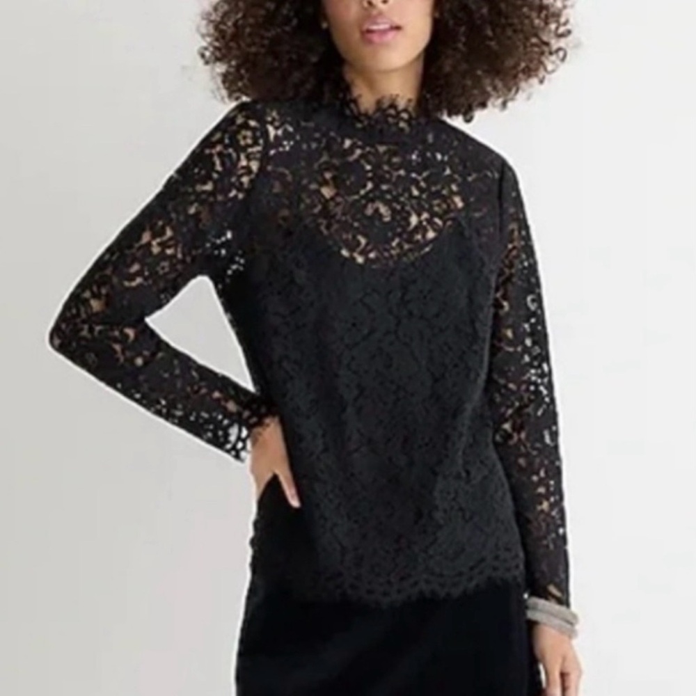 J. Crew Black Lace Blouse